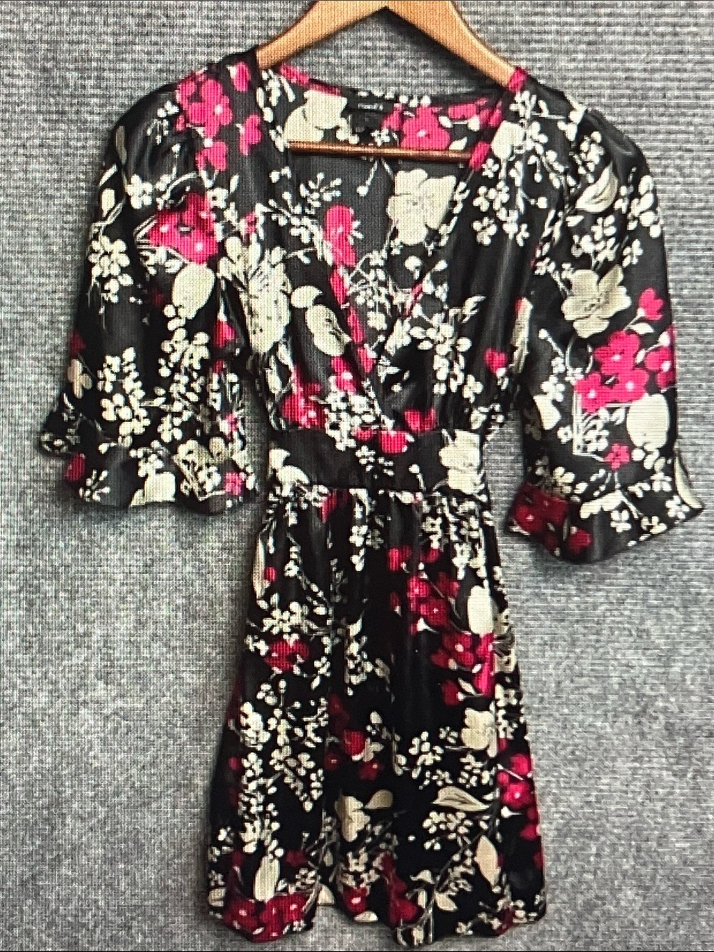 Rue21 Black Mini Dress with Pink and Cream Floral Motif